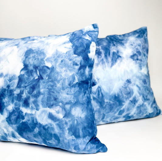 Cotton Throw Pillow Covers in Ocean / Set of 2