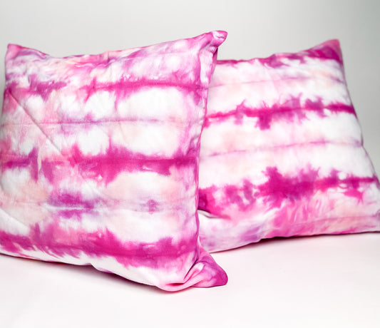 Cotton Throw Pillow Covers in Hot Pink / Set of 2